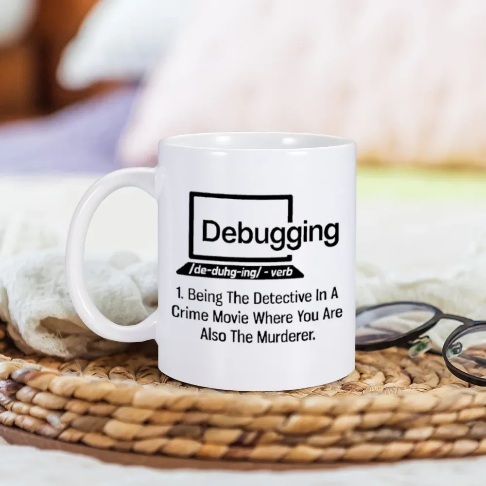 Debugging Funny Quote Coffee Mug for Programmer Computer Programming Engineering Coder IT Ceramic Cup 11 oz Office Water Tea Cup