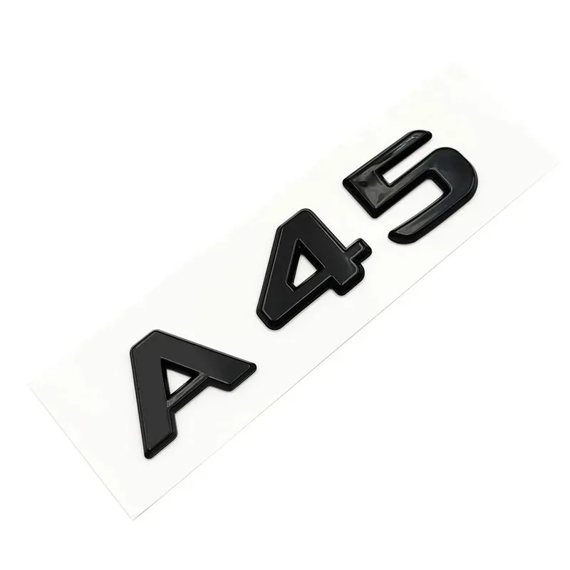 3D ABS Chrome Glossy Black A 45 Logo A45 Emblem Letters Auto Sticker Nameplate Car Trunk Badge For A45 Accessories