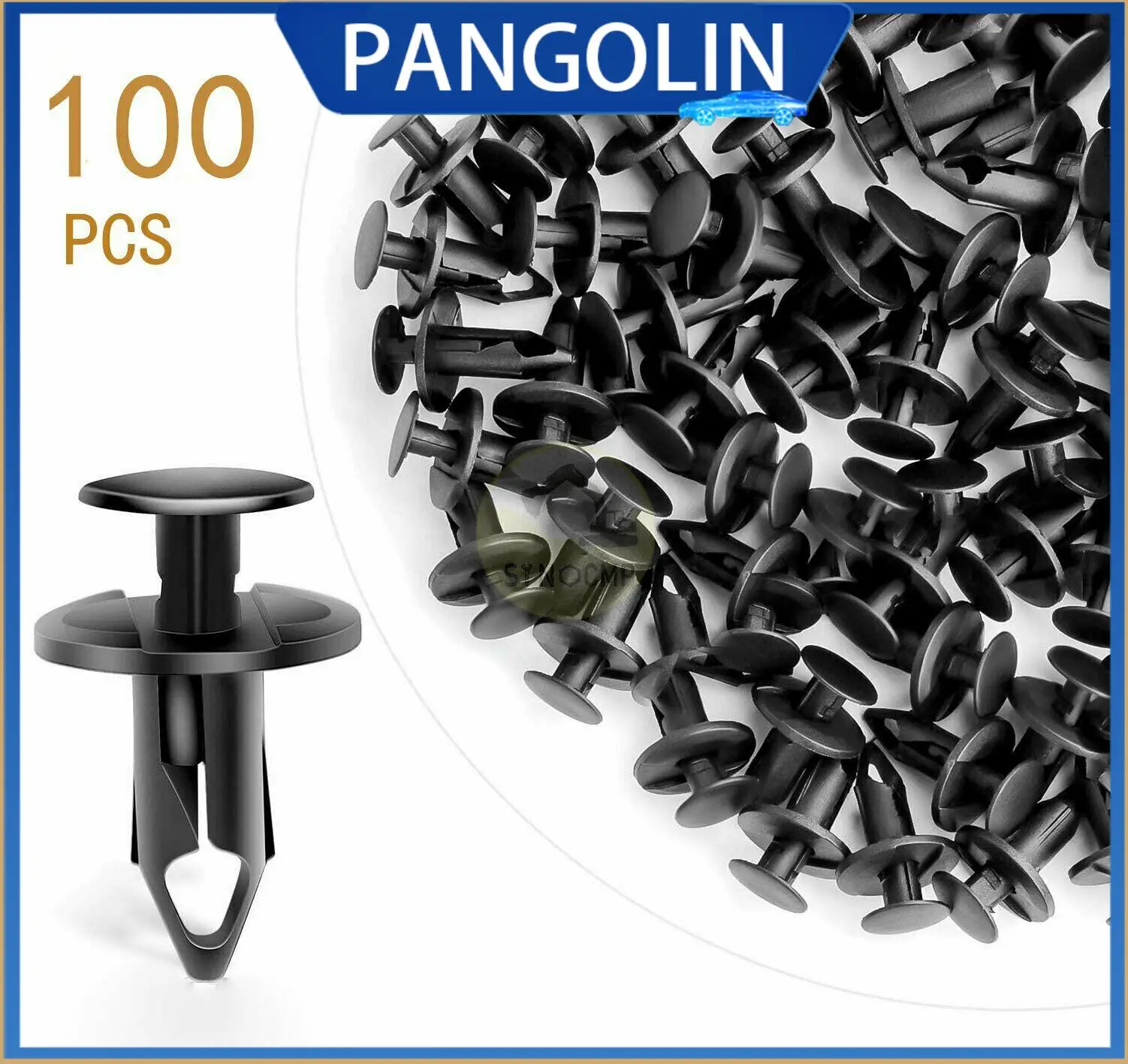 

PANGOLIN 100PCS 8MM Plastic Push Type Rivets Fastener Clips for Car Bumper Fender Mudguard Trim Panel Retainer Automotive Clips