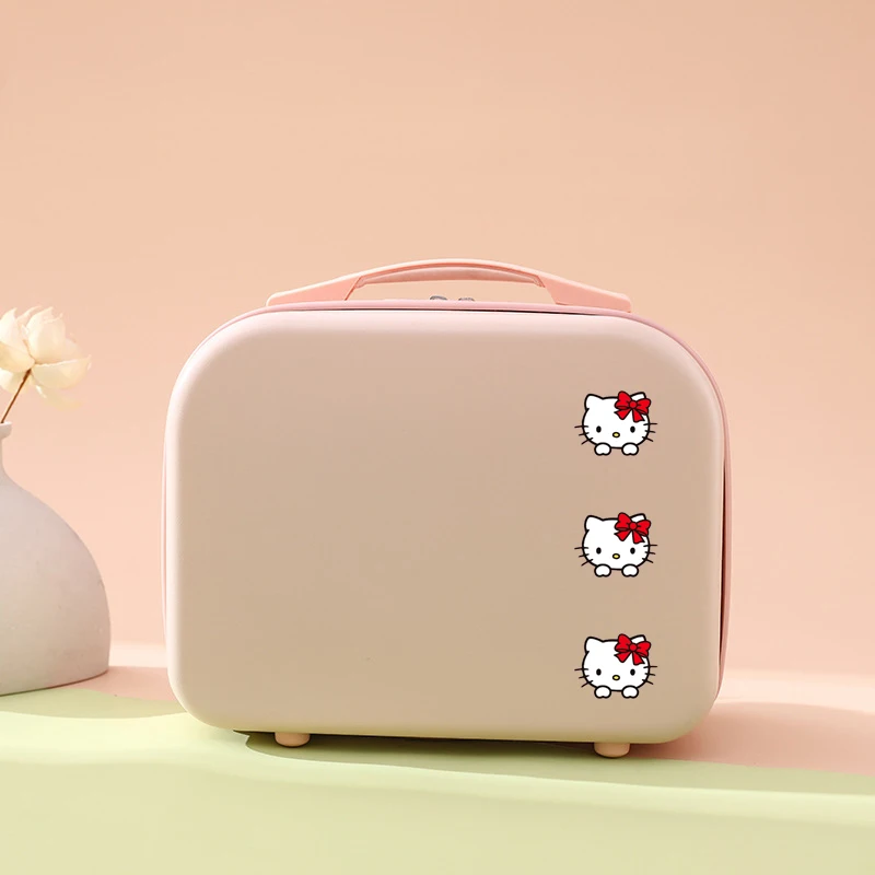 

14 Inches Hellokittys Sanrios Cosmetic Case Suitcase Kawaii Cartoon New Cosmetic Storage Student Light Anime Figure Girl Gift