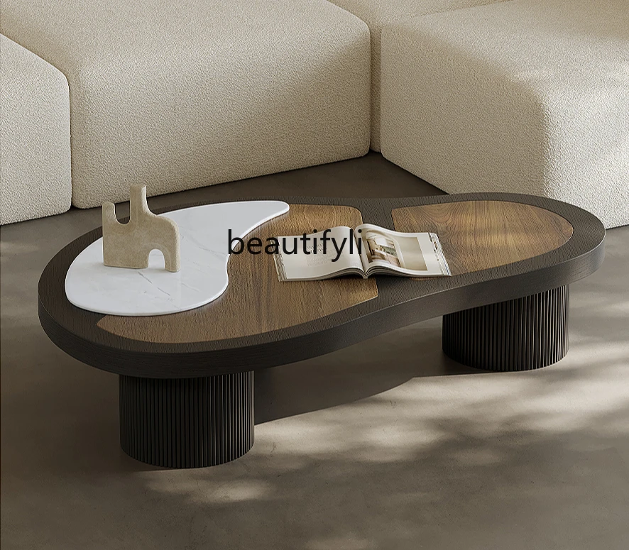 

Retro style special-shaped coffee table living room home 2024 new light luxury high-end personalized coffee table