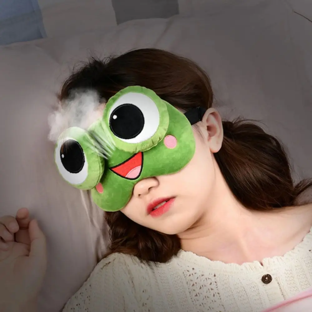 Picture 5: Lovely Cartoon Frog Sleep Eye Mask Skin-friendly Breathable Shading 3D Eye Mask Green Big Eyes Sleep Mask Travel Nap