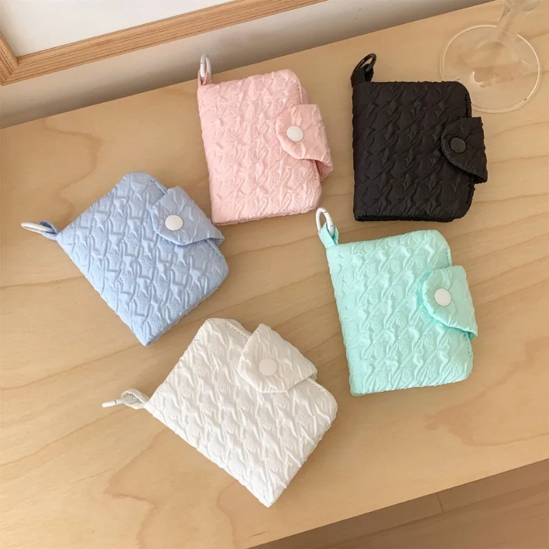 New Wrinkled Coin Purse Large Capacity Multi Layer Card Bag Wallet Card Holder Package Pendant Student Card Wallet