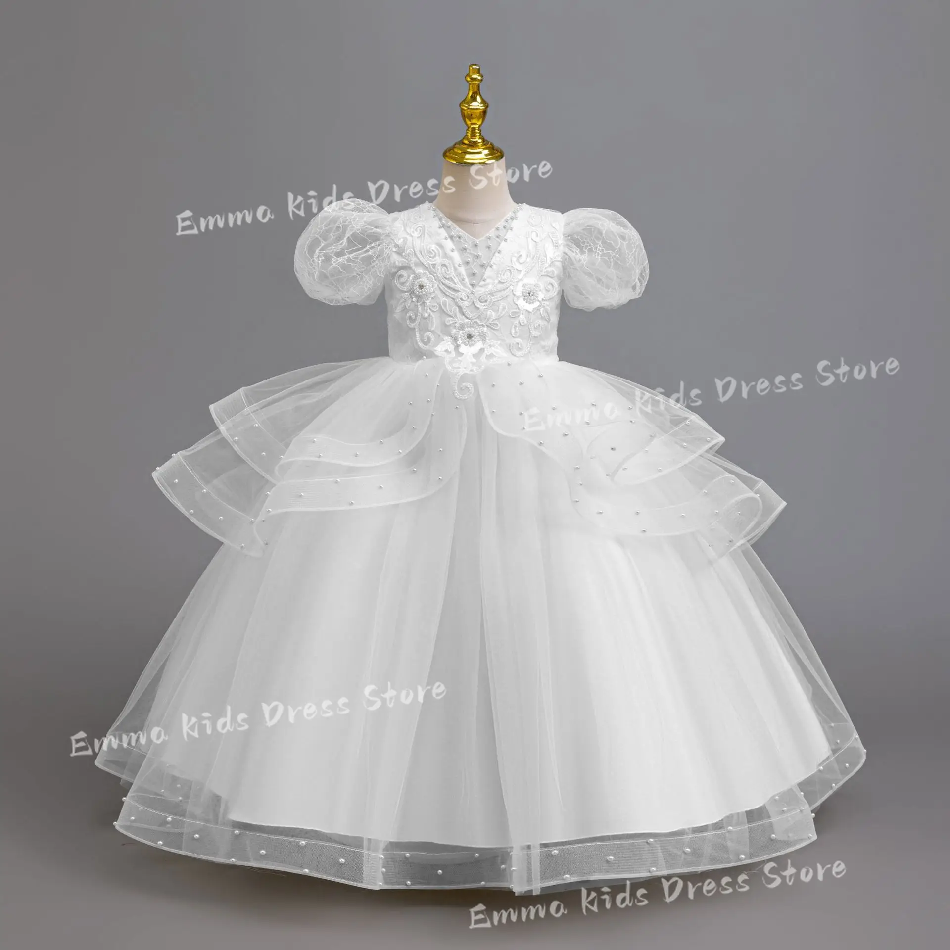 

Роскошное и элегантное розовое платье DROIS для девочек с цветочным узором, вечернее платье для конкурсов красоты, свадебное платье подружки невесты