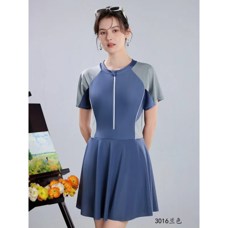 Minsu Traje de baño deportivo para piscina para mujer Falda de una pieza Estilo Boxer Traje de baño Control de barriga Adelgazante Tallas grandes Primavera caliente B