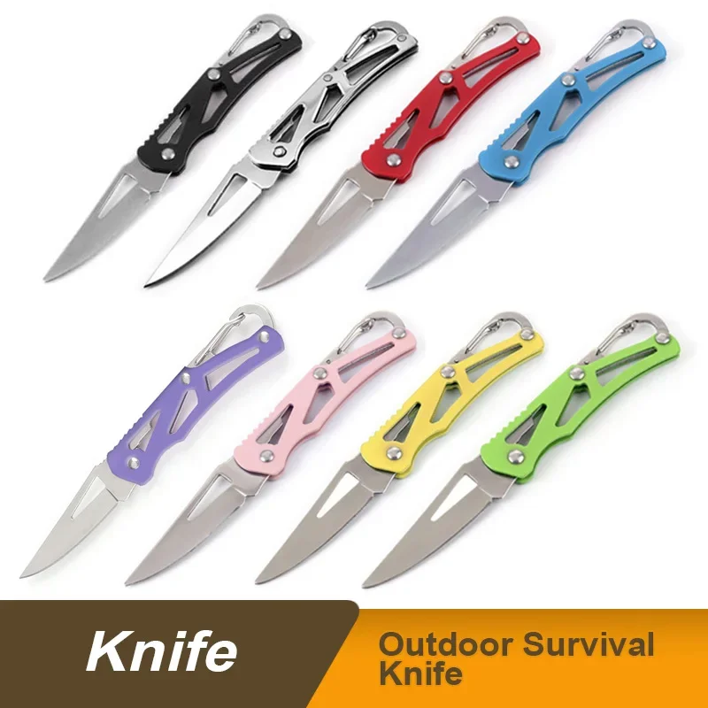 Stainless Steel Blade Shaped Knife Outdoor Camping Self Defense Emergency Survival Knife Tool Folding Portable Key Knife