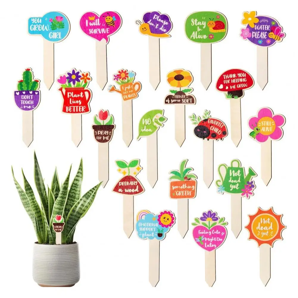 

20 шт. деревянные бирки для растений, деревенские этикетки для растений, 20 стилей, садовые маркеры, бирки для горшечных растений, кашпо, цветочная кровать 식물 ס 세트