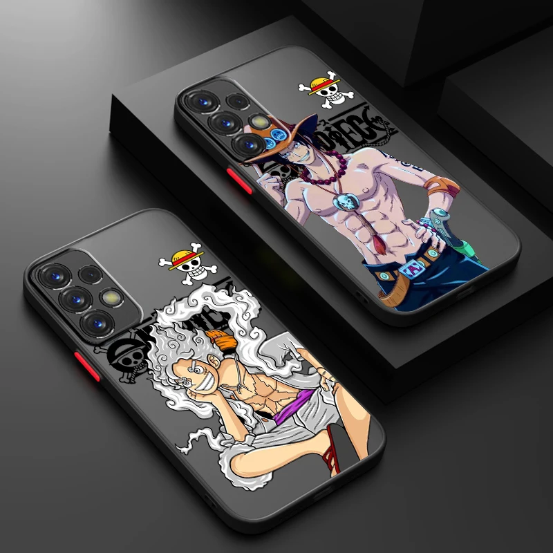 One Piece Luffy Cartoon Art Frosted Translucent For Samsung A53 A52 A33 A32 A51 A71 A21S A13 A73 A50 A22 A12 5G Funda