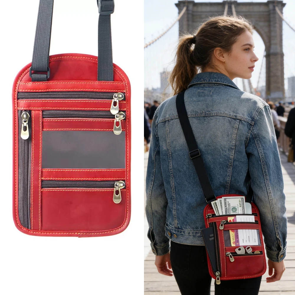 

Держатель для паспорта, многофункциональный нашейный кошелек с отделениями для карт, противоугонная сумка для документов, держатель для удостоверений личности, наличных и кредитных карт