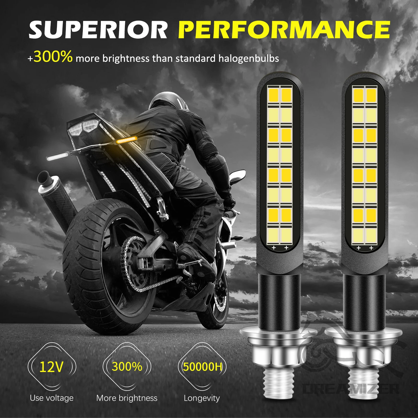 Led motocicleta turn signal light lâmpada drl piscando indicador pisca luzes traseiras água corrente atv turn signal lâmpada