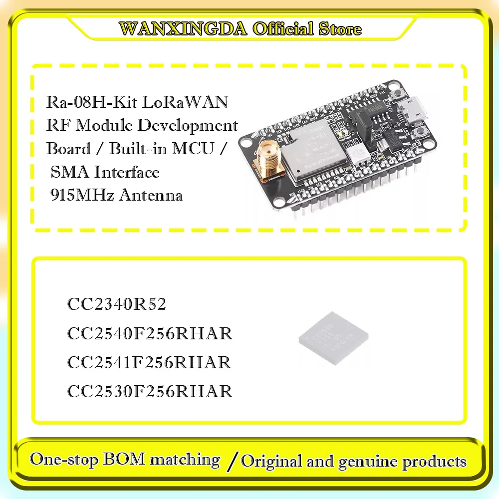 

CC2340R52 CC2530F256RHAR CC2540F256RHAR CC2541F256RHAR Ra-08H-Kit Module / Built-in MCU / SMA Interface 915MHz Antenna