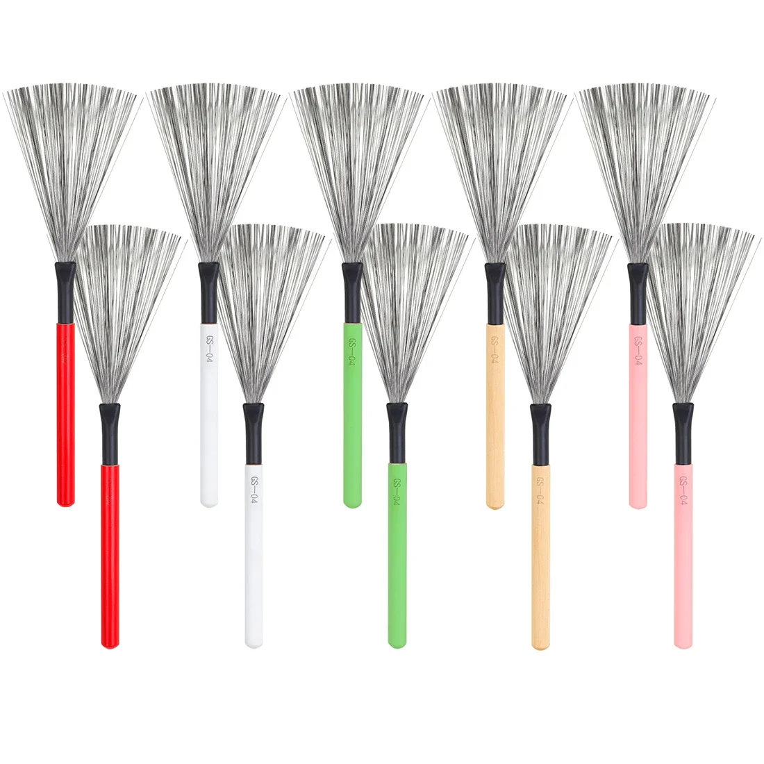 

1 Pair Of Metal Wire Drum Brush Maple Handle Jazz Drum Brush Percussion Instrument Parts Accessories Available In Five Colors