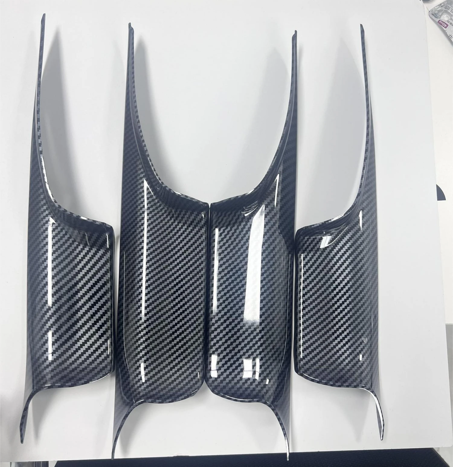 مقبض باب السيارة الداخلي لسيارات BMW F01 7 Series 730 750 2008-2015 الجبهة الخلفية اليسرى اليمنى ألياف الكربون مقبض لوحة الباب الداخلي