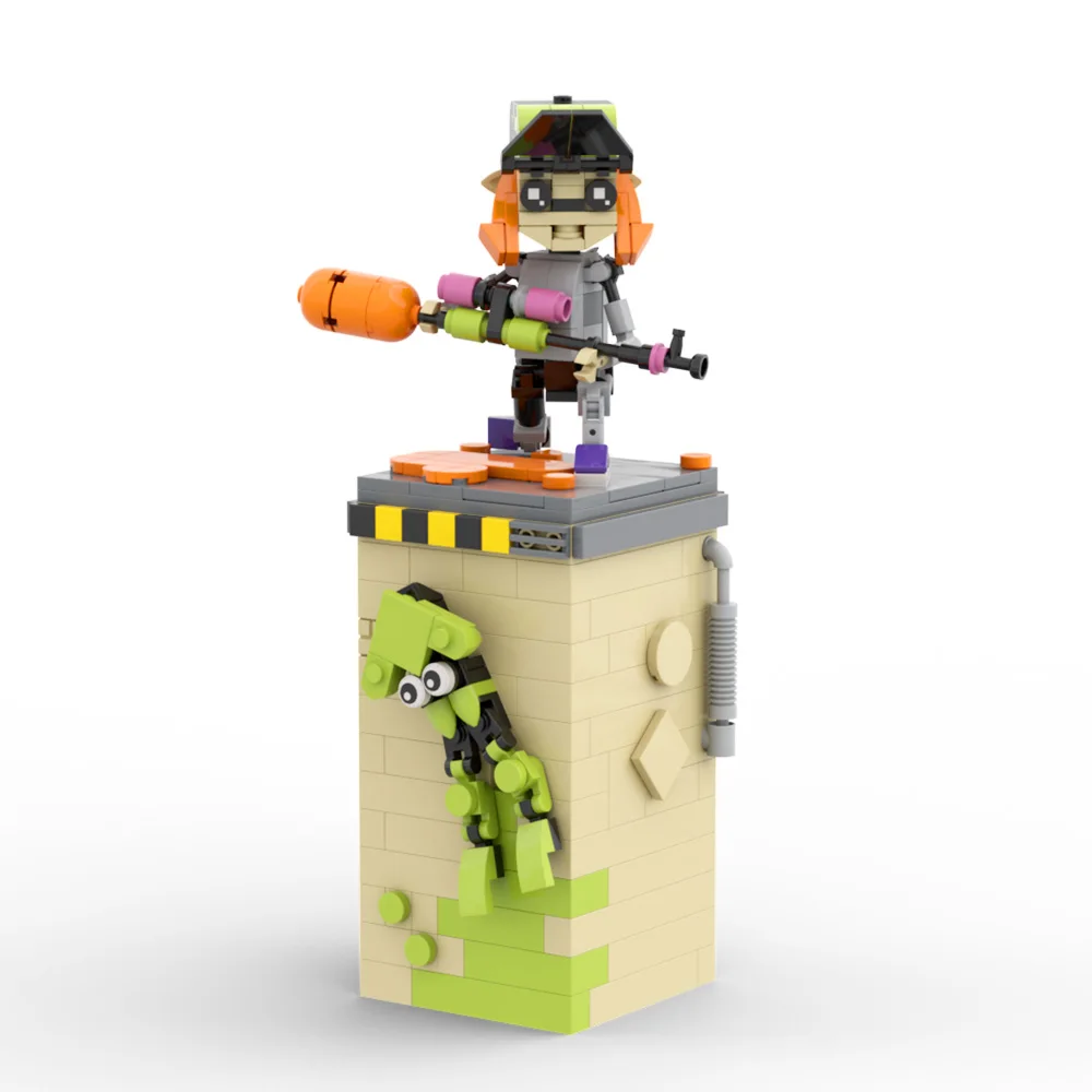 Splatooned 3 Inklings 3-in-1 Humanoid Cephalopods Building Toys with Scene Shooting Game Series Toys Bricks for Kids