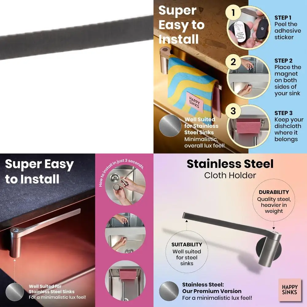 

Kitchen Sink Magnetic Holder - Steel Composite Organizer for Dishcloths and Sponges - Easy Mounting