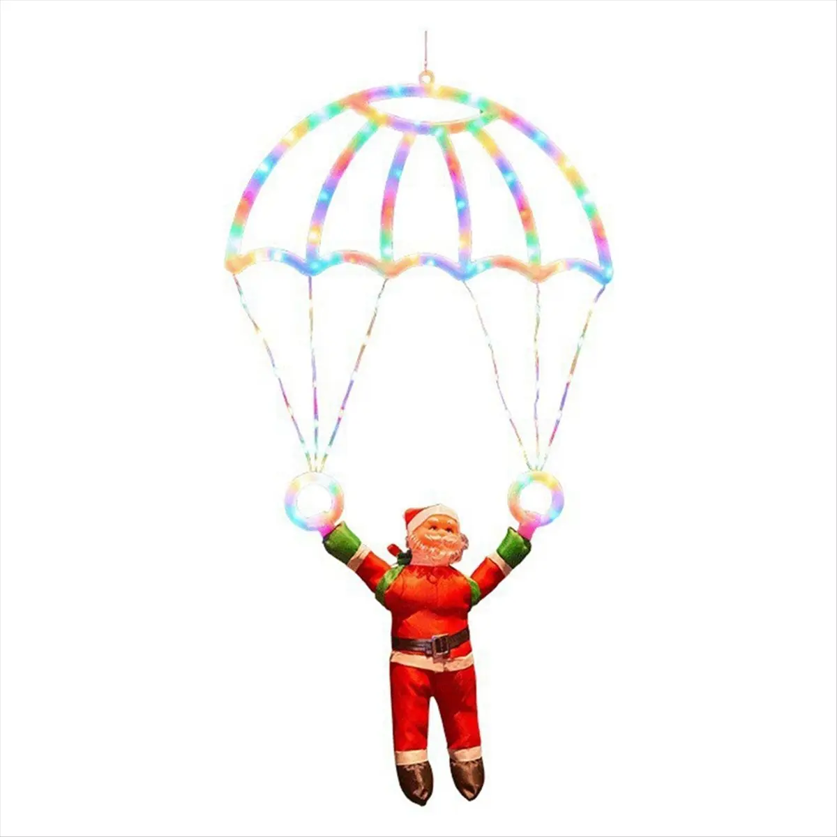 *X07A Santa Parachute LED Decor-USB-Powered Remote Control Indoor/Outdoor Application, Great for Christmas Home Festivities B