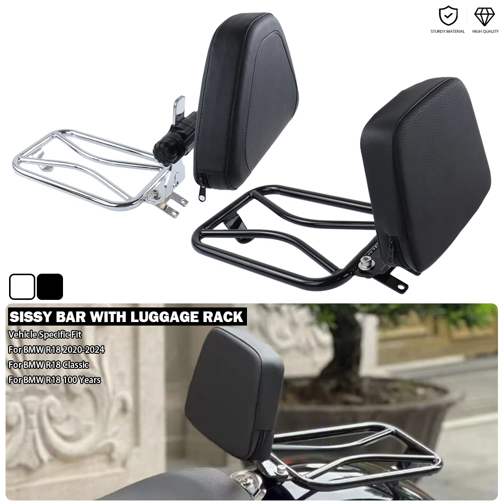 Rider Backrest With Solo Seat Luggage Rack Driver Back Cushion Rear Baggage Holder Fit For BMW R18 Classic R 18 100 Years 2020-