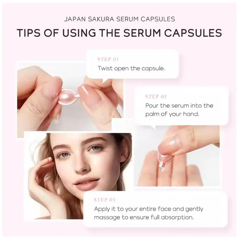 LAIKOU Facial Serum Sakura Capsules Moisturizing Hydrating Skin 0.5ml*30 Capsules Repair Nourishsing Face Care Capsules F6C9