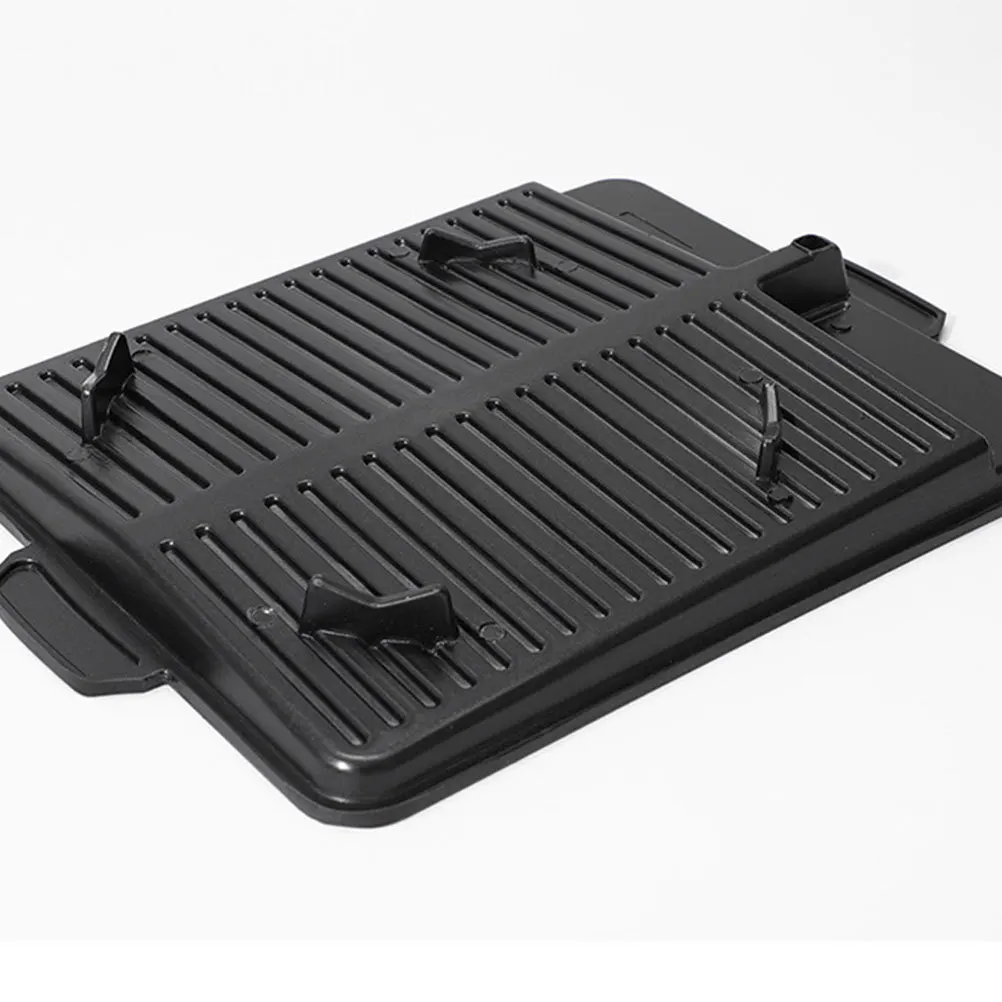 

Stone Coated Aluminum Alloy Non-Stick Bbq Grill Pan Baking Tray For Camping Outdoor Cooking Oil Drain Design Black