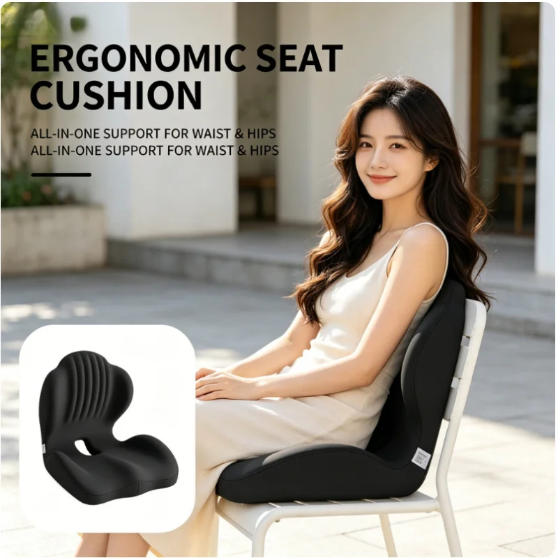 Cojín de Asiento de Espuma Viscoelástica para Aliviar el Dolor de Espalda, Soporte Lumbar Ergonómico 100% Puro para Silla de Oficina o Auto, Comodidad Durante Todo el Día