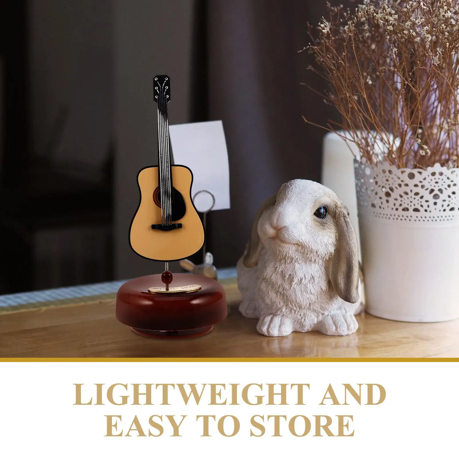 

Retro Guitar Decor Tabletop European Music Box For Women Table Music Box Style Creative Tiny Wooden nament