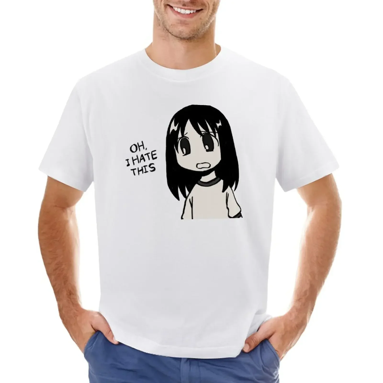 Tops graphics plain white t shirts men I draw oh i hate this  manga panel / funny azumanga daioh meme T-Shirt men clothing