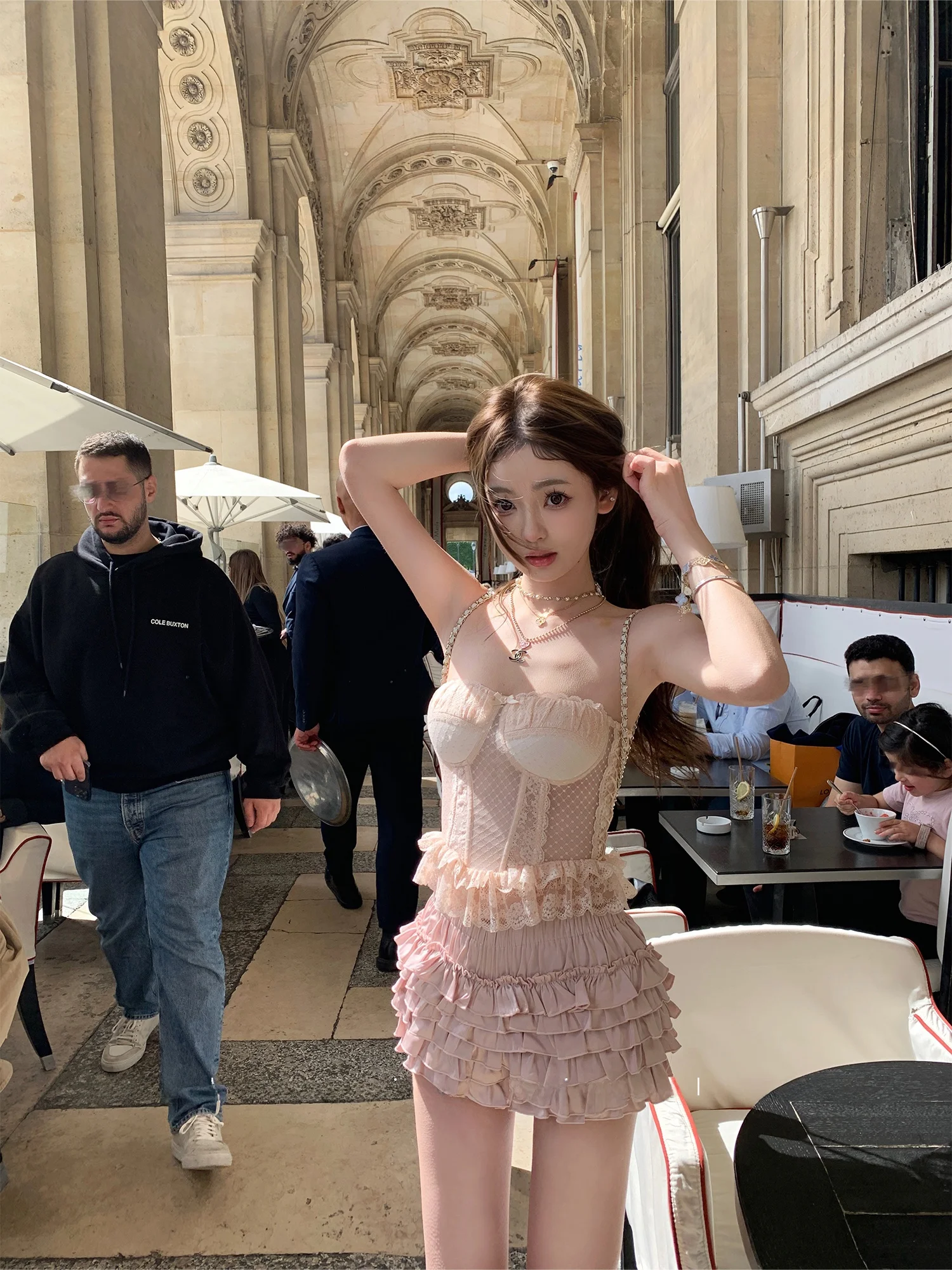 

Sexy Romantic Knot Lace Trim Polka Dot Women's Strapl Bra Sweet College Sle Thin Summer ort Length Pure Color