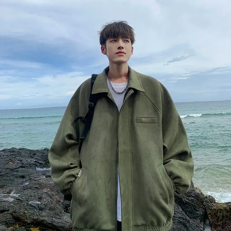 

Loose Fit Men's Suede Jaet Large Size 300 Pou American Retro Sle Casual Jaet Warm Polyester Fabric Spring Autumn Winter