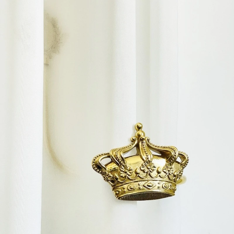 Handmade lost wax French moon totem crown brass curtain hook wall hook curtain strap hook living room bedroom