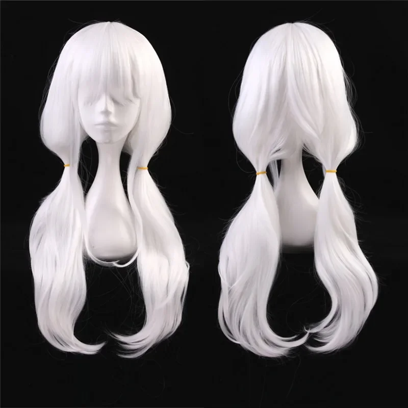 Danganronpa V3 Angie Yonaga Anjii Anime Cosplay Wig Heat Resistant Wigs 70cm White Wavy Long Synthetic Hair For Women + Wig Cap