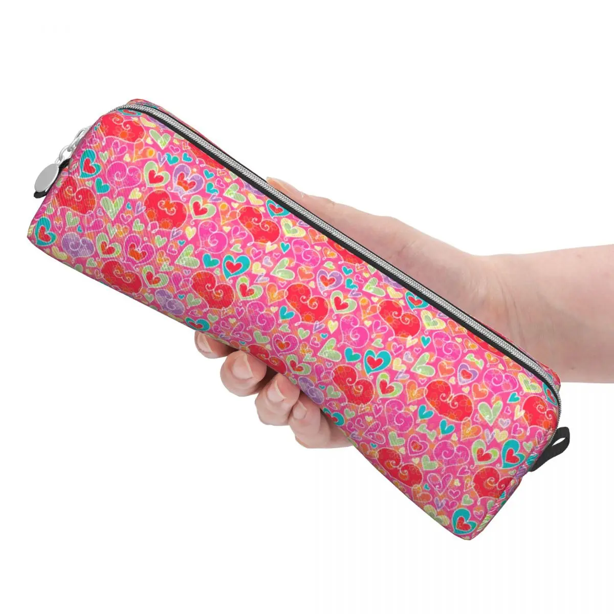 Valentine Hearts Pencil Case Flowers Print Girls Boys Retro Pen Box Custom Back To School Pencil Cases Stationery Organizer