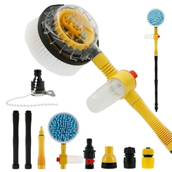 Car Wash Brush Kit 360°Rotating Car Cleaning Brush with Foam Bottle Long Handle Cleaning Foam Mop High Pressure Car Scrub Brush