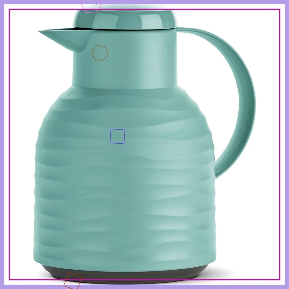 

Изолированная термос объемом 1 л с волнистым дизайном, сохраняет горячие напитки 12 часов или холод 24 часа, герметичная и легкая прессовая застежка