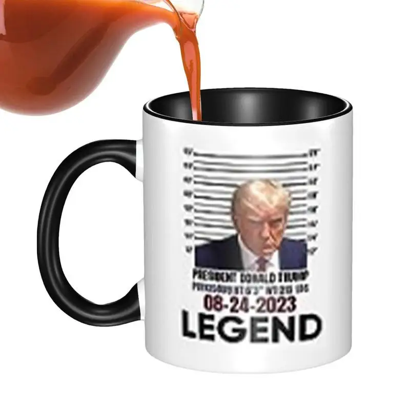 Trump Never Surrender Mug Trump Pattern Coffee Cup Reusable Trump Mugshot Coffee Cup Ceramic Cup Gift For Water Beer Wine Whiske