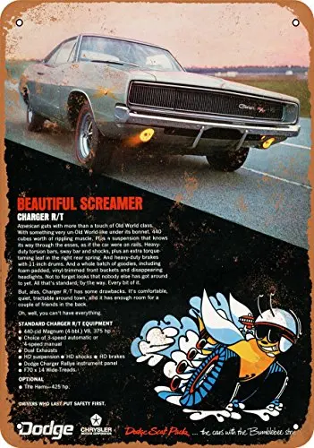 Metal Sign - 1968 Charger R/T - Vintage Look 2Wall Decor for Cafe beer Bar Decoration Crafts
