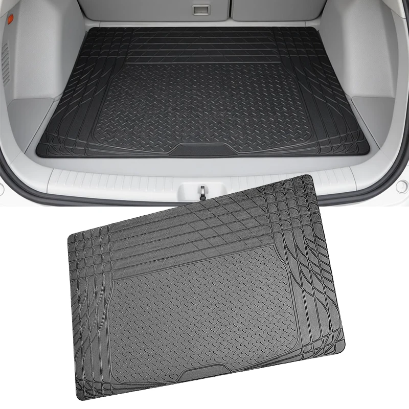 Car Trunk Mat Freely Cuttable Scratch Resistant Soft Rubber Trunk Protection Mat Waterproof Stain Resistant Non Slip