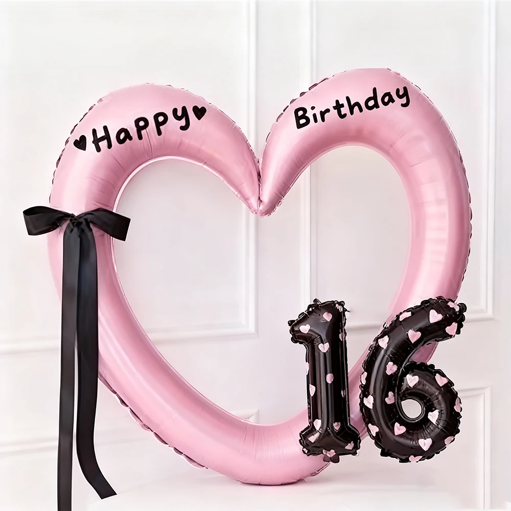 40 inch Heart Hollow Balloon DIY Numbers 11-18 Ballons for Kids Birthday Party Gifts Decor and 19  Anniversary Balloon Ornament
