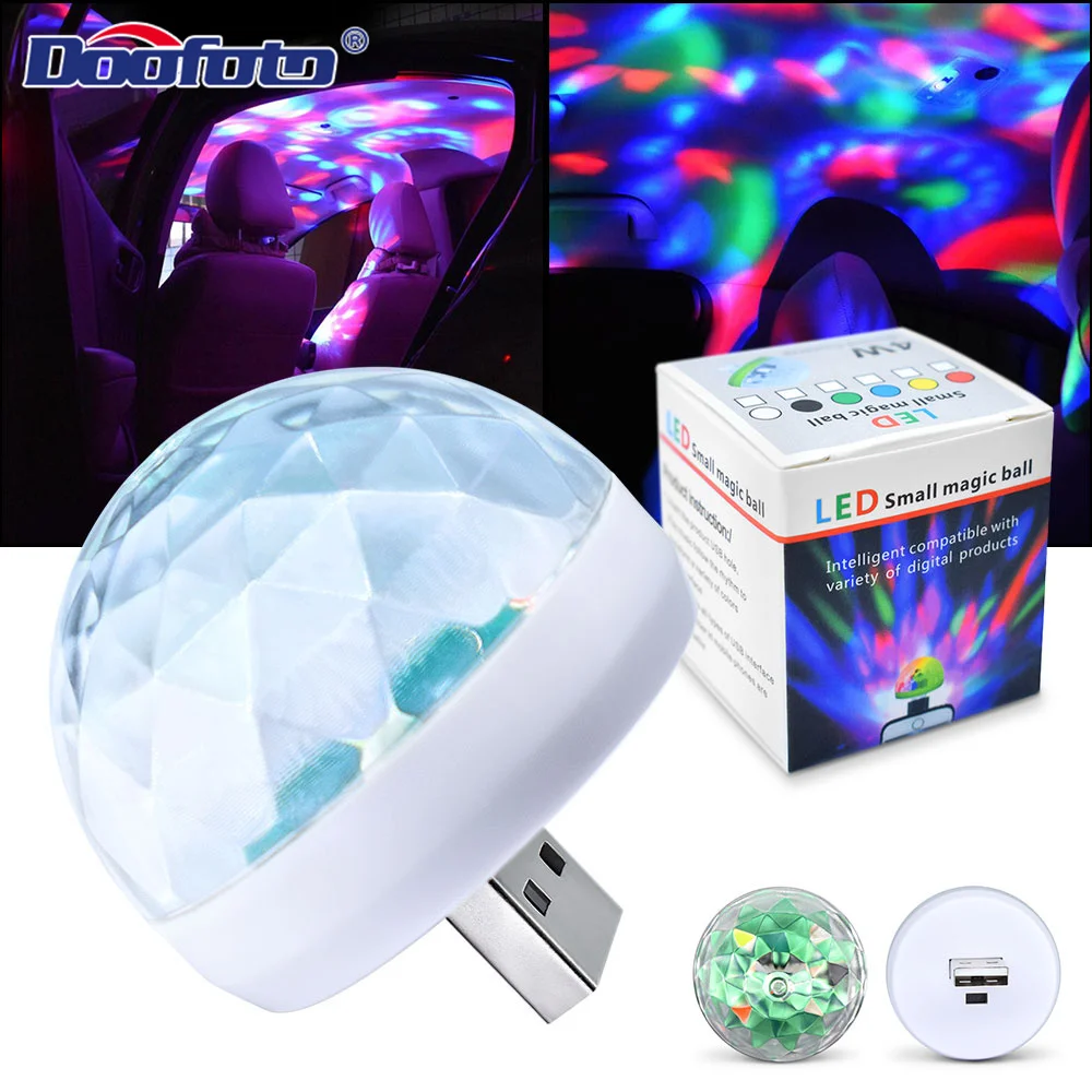 Led USB Car USB Ambient Light DJ RGB Mini Colorful Music Sound Interface Holiday Party Atmosphere Interior Dome Trunk Lamp