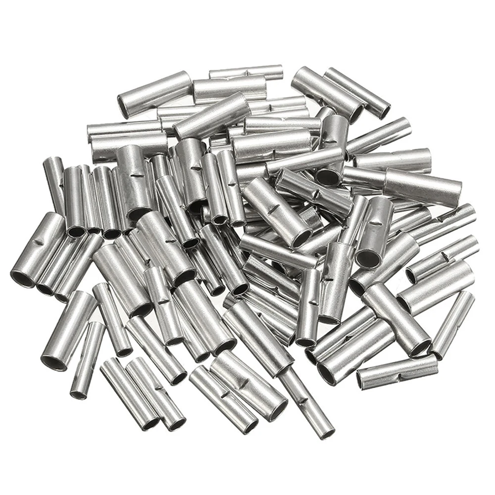 10/50 Non-Insulated Butt Wire Connector Ferrules Electrical Cable Terminal Copper Bare Tinned Crimp Terminal 0.2-35mm2 26-2AWG