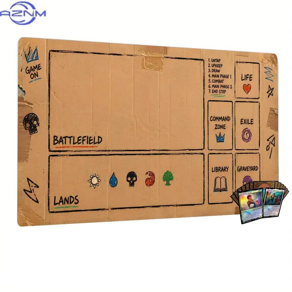 Retro-Karton-Mauspad im handgemalten Stil, magische Partyspielmatte aus strapazierfähigem Gummi für MTG- und TCG-Spiele, Schreibtischunterlage für Büros