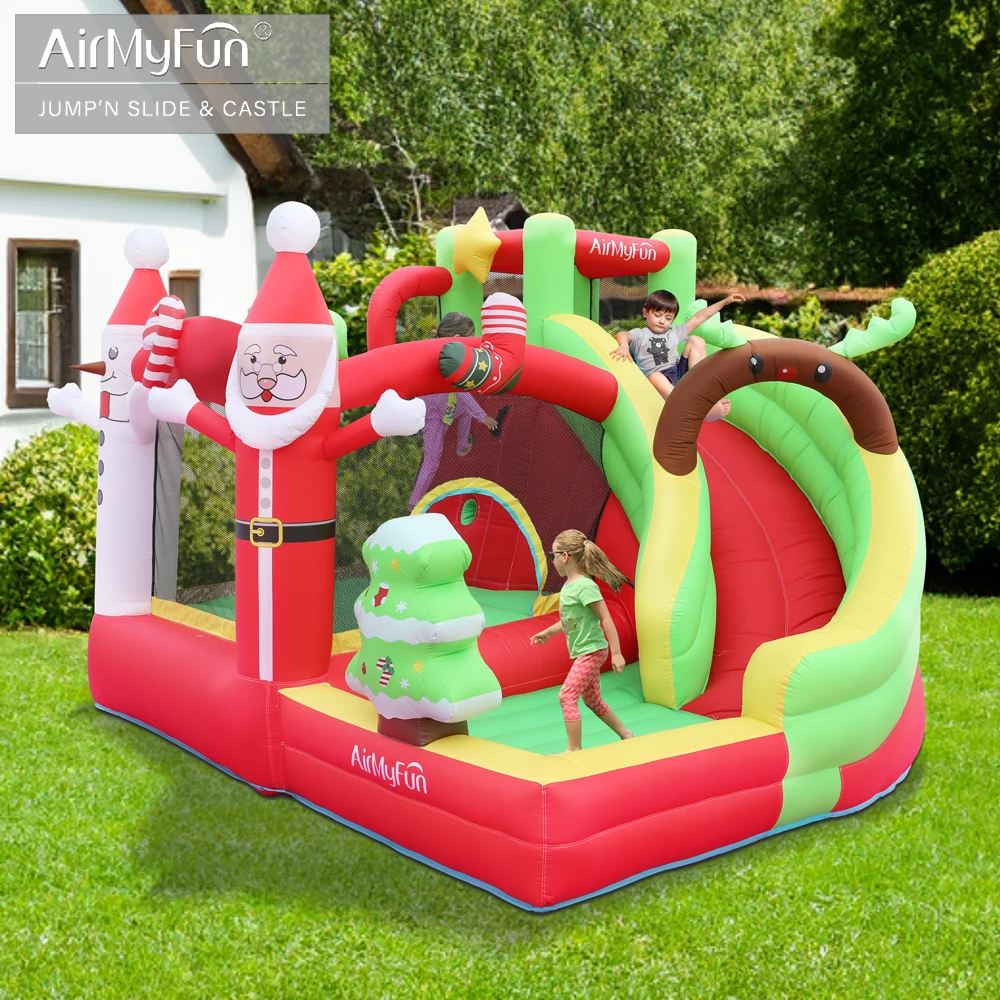 

Merry Christmas Festival Santa Kids Moonwalk Bounce House With Ball Pit And Slide Jumper Bouncy Castle Inflatable Bounce House