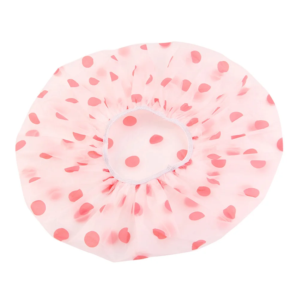 

8Pcs Waterproof Plastic Shower Caps Fashion Printed Bath Hats for Home Use Pink Blue Reusable Shower Hat for Women
