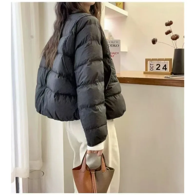 أسفل سترة المرأة قصيرة الشتاء الأبيض بطة أسفل أسفل معطف جديد الراقية مبطن معطف خفيف الوزن س الرقبة واحدة الصدر الاتجاه العلوي #6