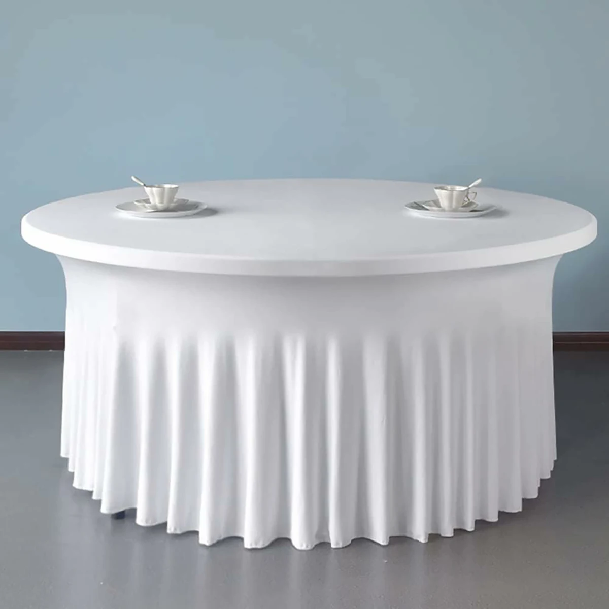 1pc Stretch Fitted Round Spandex Tablecloth with Soft Stain Inner - Ideal for Birthday, Bridal Shower, Party Decoration