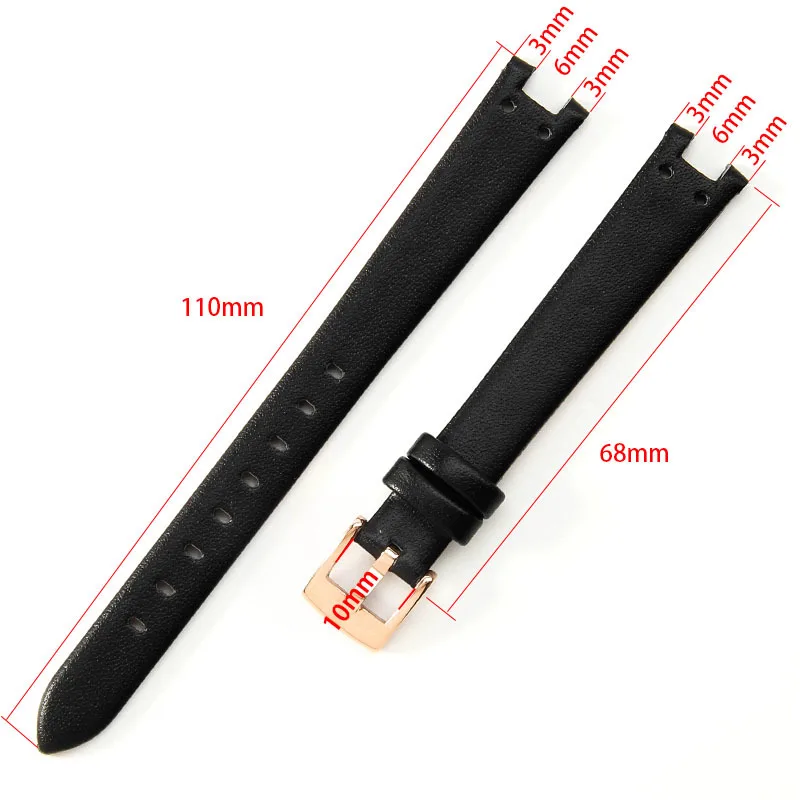 For Anne Klein 12x6mm Waterproof Watchbands Concave Interface Women Small Dial Replace Durable Genuine Leather Watch Strap