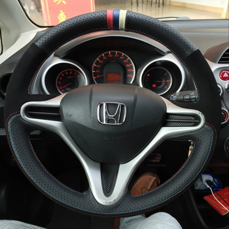 Cuero Artificial para Honda Civic 8 2005-2011 Old Civic Type R 2004-2011 (3 radios) cubierta trenzada cosida a mano para volante de coche