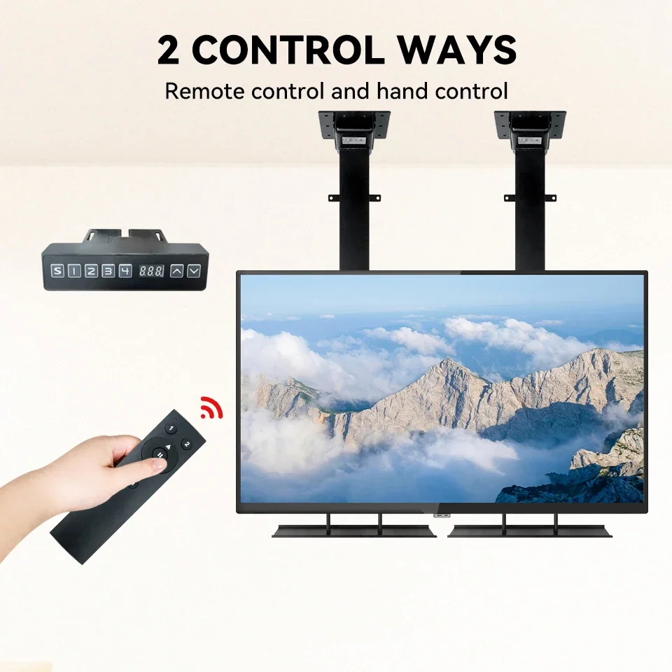 

MCTION Dual Ceiling TV Lift Motorized Drop Down TV Mount Heavy Duty for Big Size TV Screen 85 96 100 120 Inch