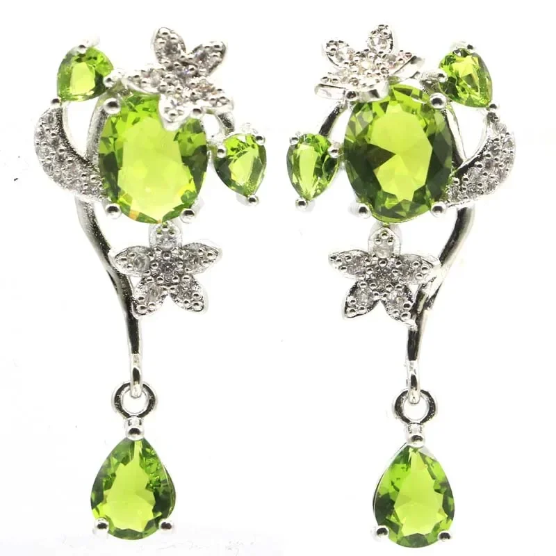 6.5 جرام مخصص 925 الصلبة الفضة الاسترليني أقراط ملونة البنفسجي تنزانيت التورمالين سموكي الزبرجد سيترين تنزانيت تشيكوسلوفاكيا