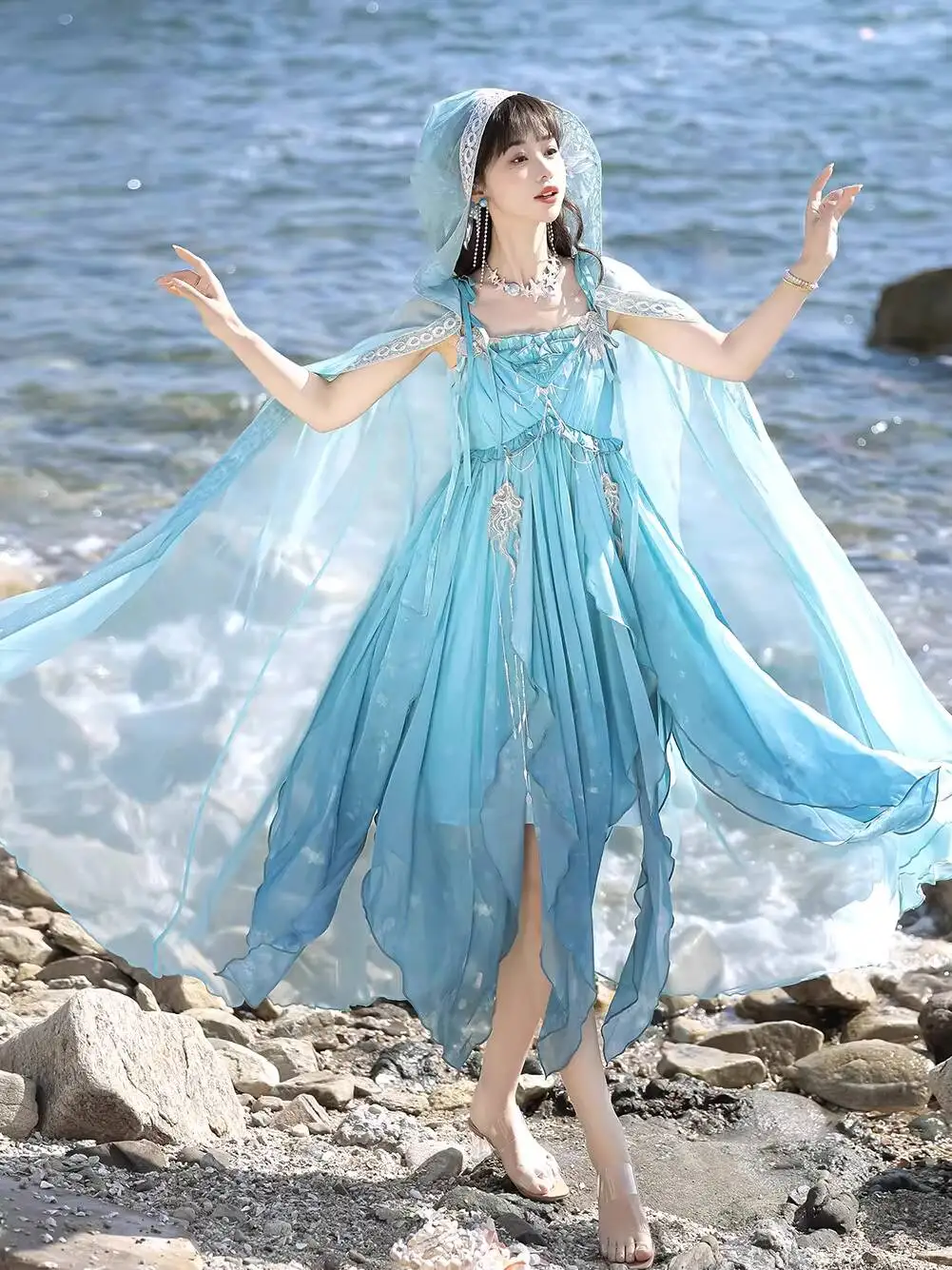 

Original and genuine Chinese-style Lolita exquisite embroidery Han elements long cape elegant and sweet dress cosplay party set