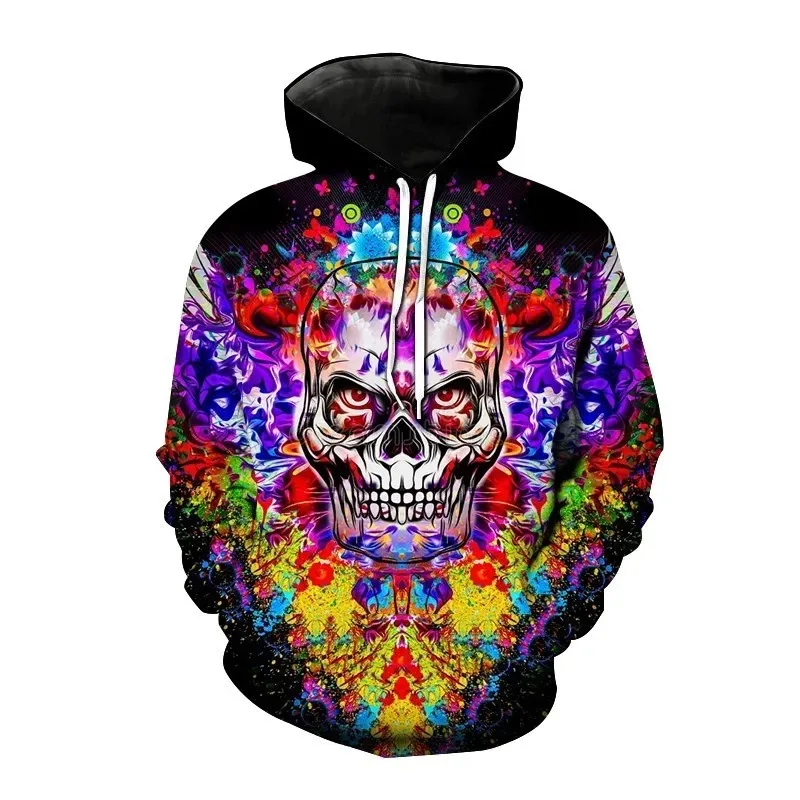 

2025 Fashion New 3D Printed Autumn Hip Hop Skeleton Hoodie Street Wear Hoodie Long Sleeve Sportswear Men's Casual Sportswear